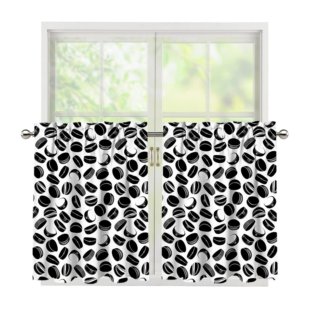 Hockey Puck Pattern Print Tier Curtains