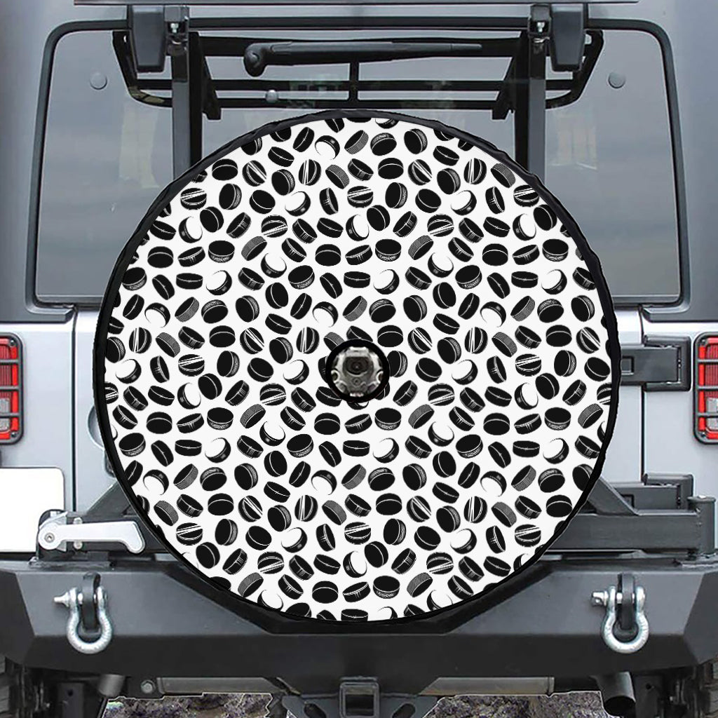 Hockey Puck Pattern Print Tire Cover With Camera Hole