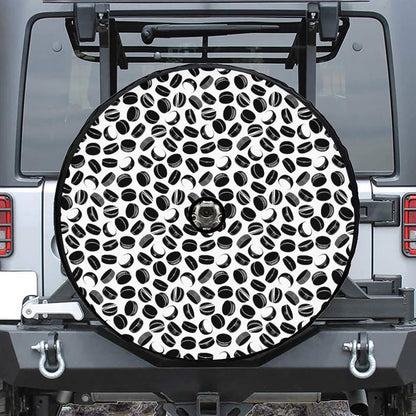 Hockey Puck Pattern Print Tire Cover With Camera Hole