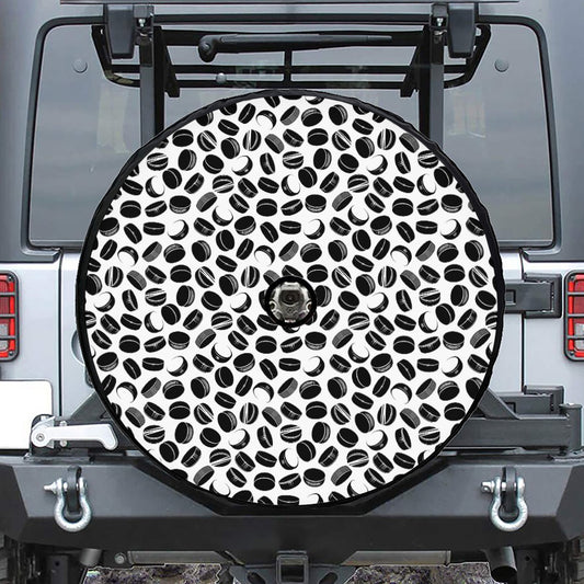Hockey Puck Pattern Print Tire Cover With Camera Hole