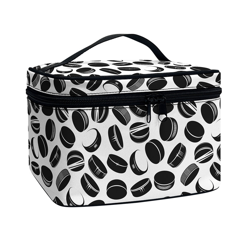 Hockey Puck Pattern Print Travel Makeup Bag