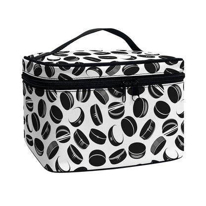 Hockey Puck Pattern Print Travel Makeup Bag