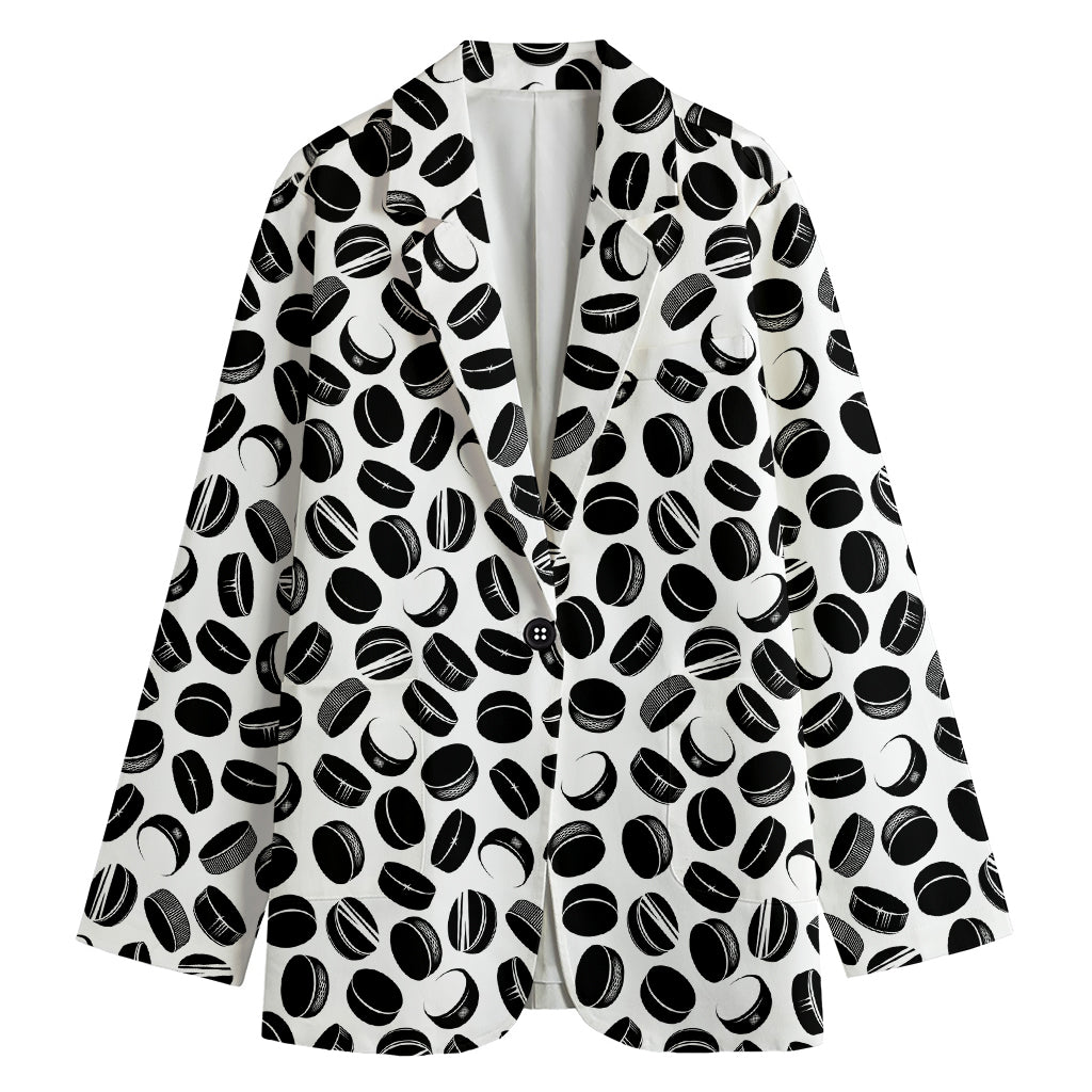 Hockey Puck Pattern Print Women's Blazer