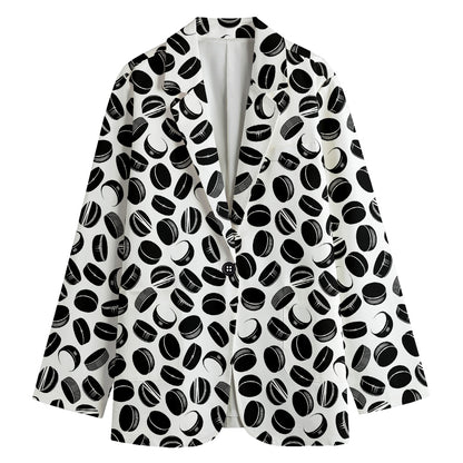 Hockey Puck Pattern Print Women's Blazer