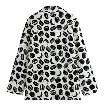 Hockey Puck Pattern Print Women's Blazer