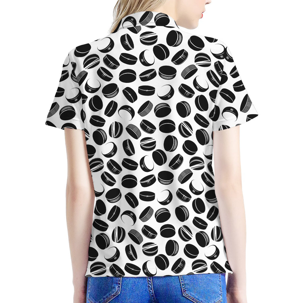 Hockey Puck Pattern Print Women's Polo Shirt