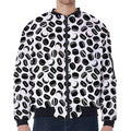 Hockey Puck Pattern Print Zip Sleeve Bomber Jacket