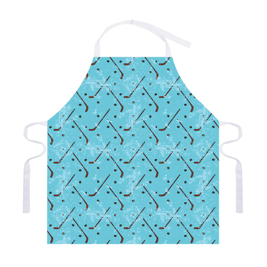 Hockey Stick And Puck Pattern Print Adjustable Apron