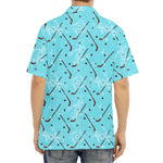 Hockey Stick And Puck Pattern Print Aloha Shirt