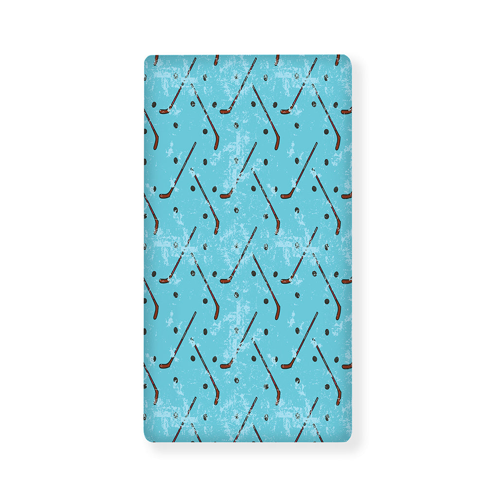 Hockey Stick And Puck Pattern Print Baby Crib Sheet
