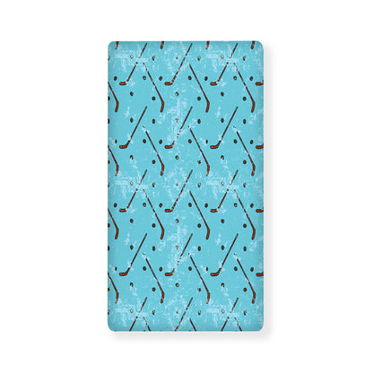 Hockey Stick And Puck Pattern Print Baby Crib Sheet
