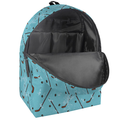 Hockey Stick And Puck Pattern Print Backpack