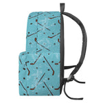 Hockey Stick And Puck Pattern Print Backpack