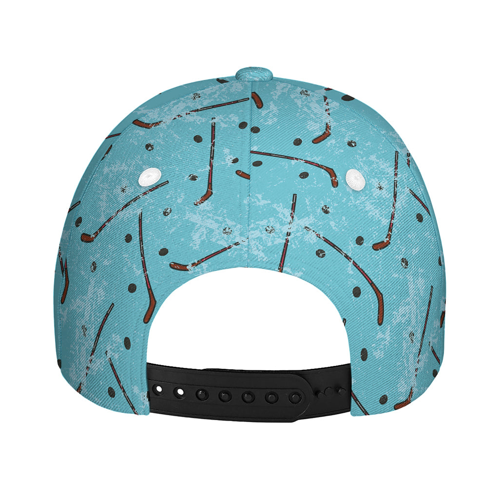 Hockey Stick And Puck Pattern Print Baseball Cap