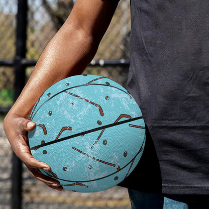 Hockey Stick And Puck Pattern Print Basketball