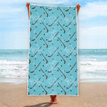 Hockey Stick And Puck Pattern Print Beach Towel
