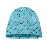 Hockey Stick And Puck Pattern Print Beanie
