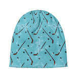 Hockey Stick And Puck Pattern Print Beanie