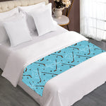 Hockey Stick And Puck Pattern Print Bed Runner