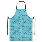 Hockey Stick And Puck Pattern Print Bib Apron With Pocket
