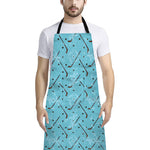 Hockey Stick And Puck Pattern Print Bib Apron With Pocket