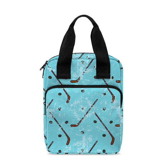Hockey Stick And Puck Pattern Print Bible Tote Bag