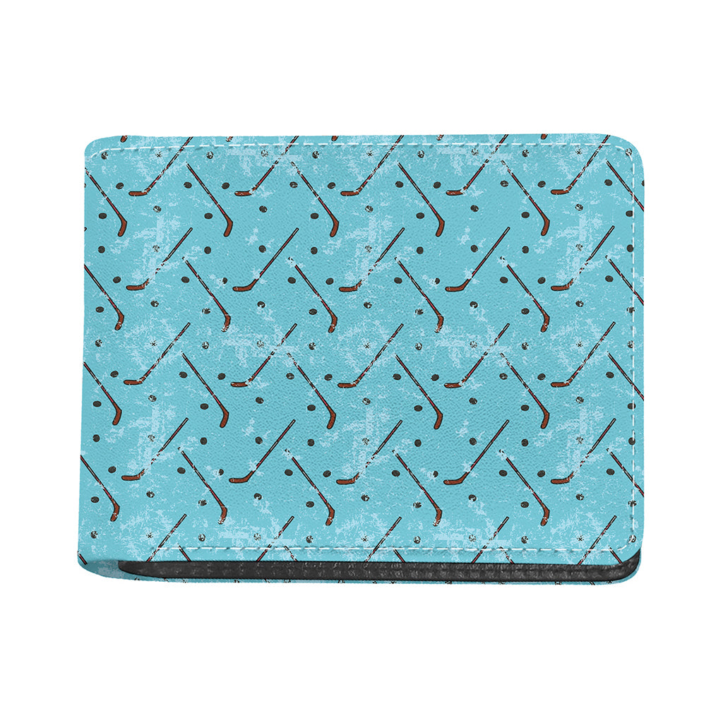 Hockey Stick And Puck Pattern Print Bifold Wallet
