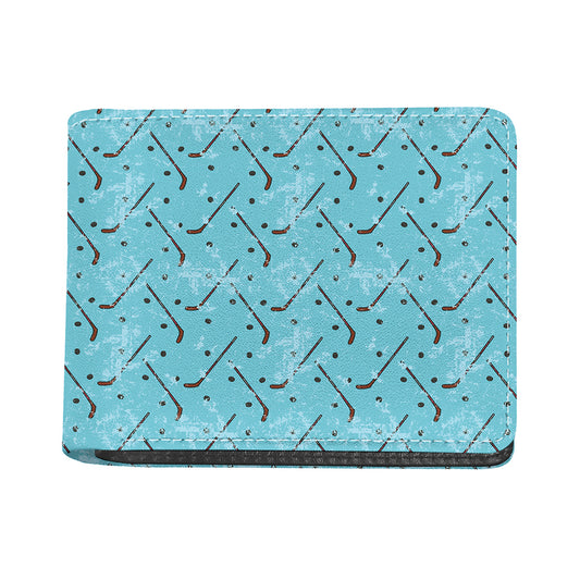 Hockey Stick And Puck Pattern Print Bifold Wallet