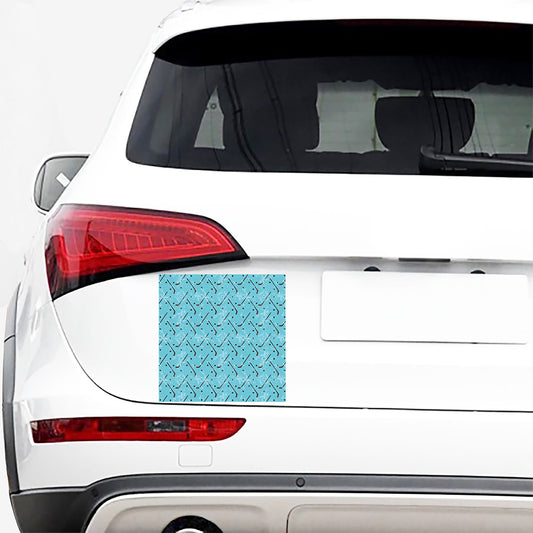 Hockey Stick And Puck Pattern Print Car Sticker