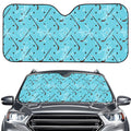Hockey Stick And Puck Pattern Print Car Windshield Sun Shade