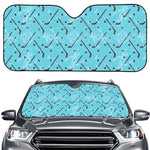 Hockey Stick And Puck Pattern Print Car Windshield Sun Shade