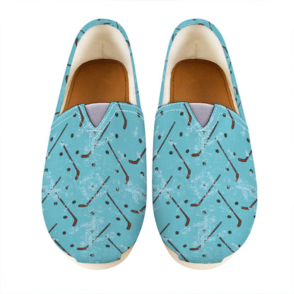 Hockey Stick And Puck Pattern Print Casual Shoes