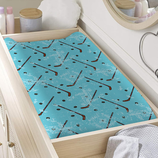 Hockey Stick And Puck Pattern Print Changing Pad Cover