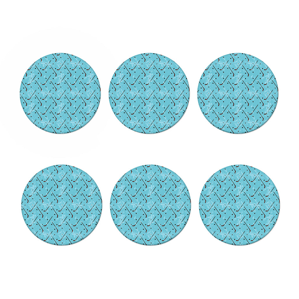 Hockey Stick And Puck Pattern Print Coaster Set