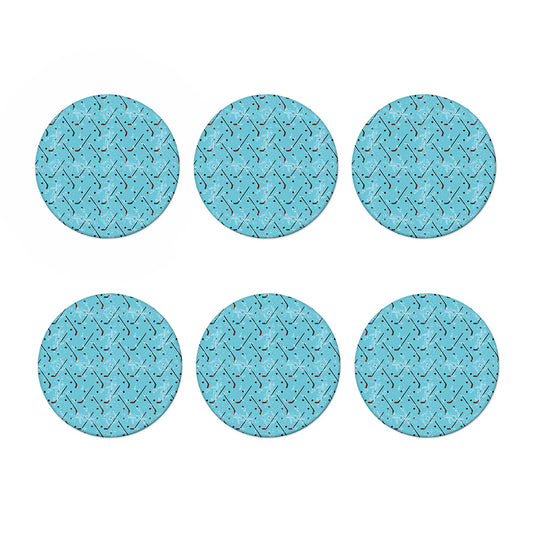 Hockey Stick And Puck Pattern Print Coaster Set
