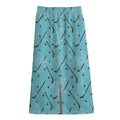 Hockey Stick And Puck Pattern Print Cotton Front Slit Maxi Skirt