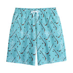 Hockey Stick And Puck Pattern Print Cotton Shorts