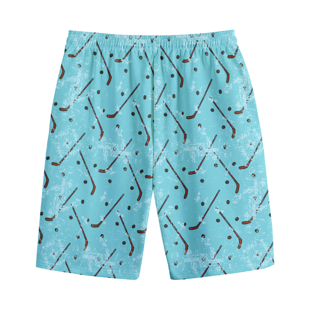 Hockey Stick And Puck Pattern Print Cotton Shorts