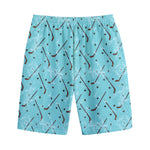 Hockey Stick And Puck Pattern Print Cotton Shorts