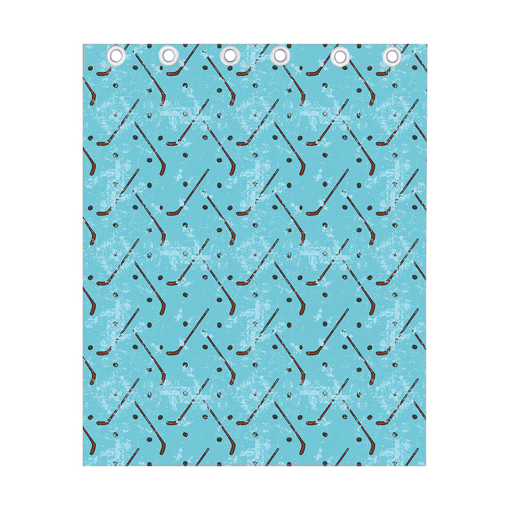 Hockey Stick And Puck Pattern Print Curtain