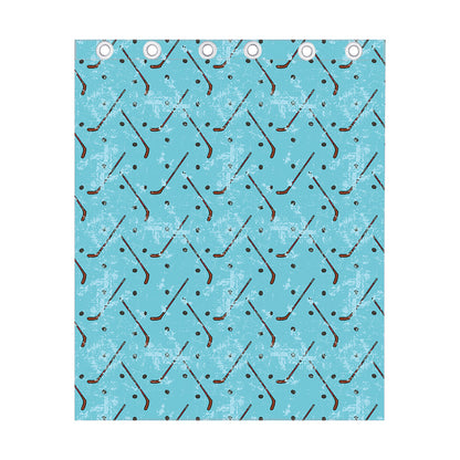 Hockey Stick And Puck Pattern Print Curtain