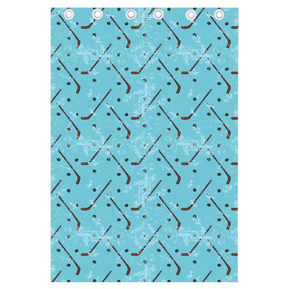 Hockey Stick And Puck Pattern Print Curtain