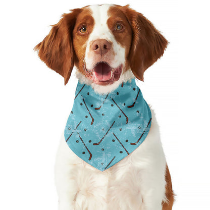 Hockey Stick And Puck Pattern Print Dog Bandana