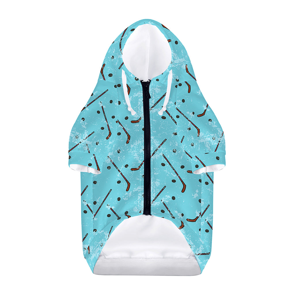 Hockey Stick And Puck Pattern Print Dog Zip Up Hoodie