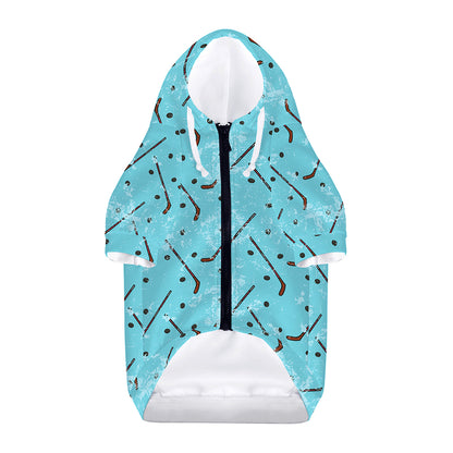 Hockey Stick And Puck Pattern Print Dog Zip Up Hoodie