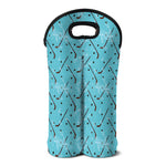 Hockey Stick And Puck Pattern Print Double Neoprene Wine Tote