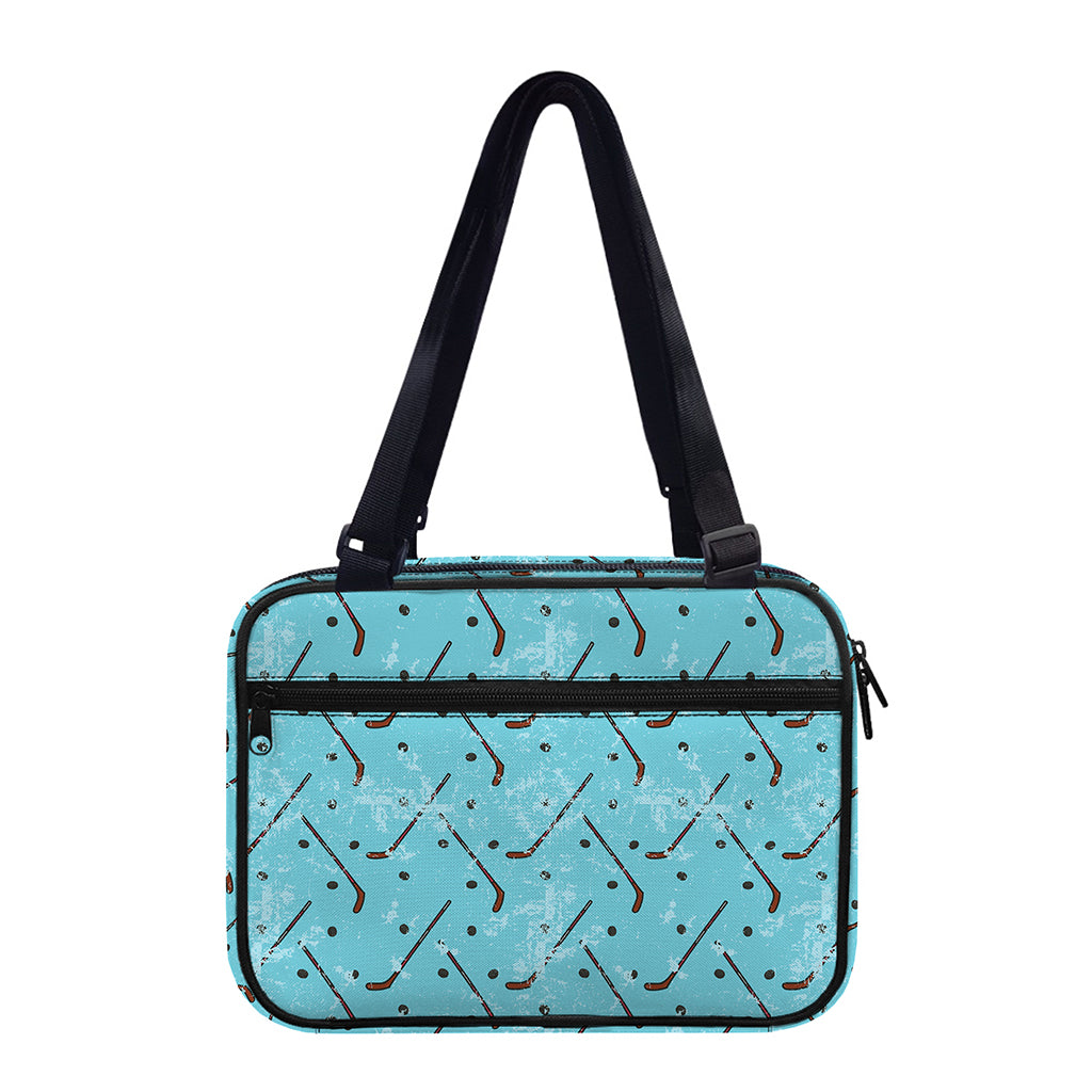 Hockey Stick And Puck Pattern Print Double Strap Bible Bag