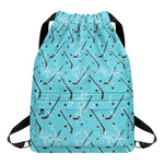 Hockey Stick And Puck Pattern Print Drawstring Backpack