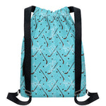 Hockey Stick And Puck Pattern Print Drawstring Backpack