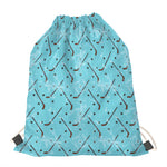 Hockey Stick And Puck Pattern Print Drawstring Bag